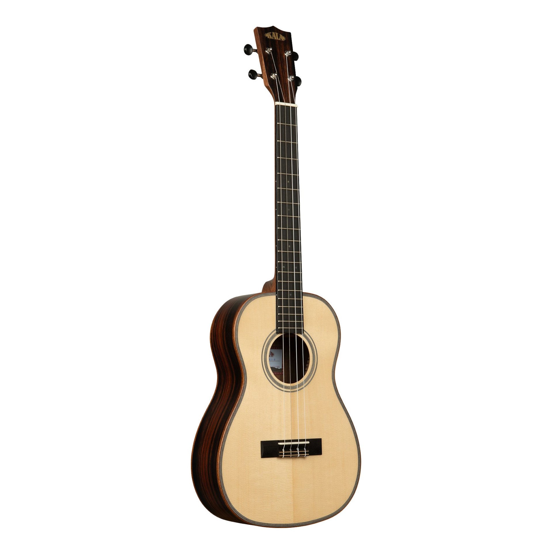 KA-SSEBY-B Baritone Ukulele Solid Spruce Top Striped Ebony